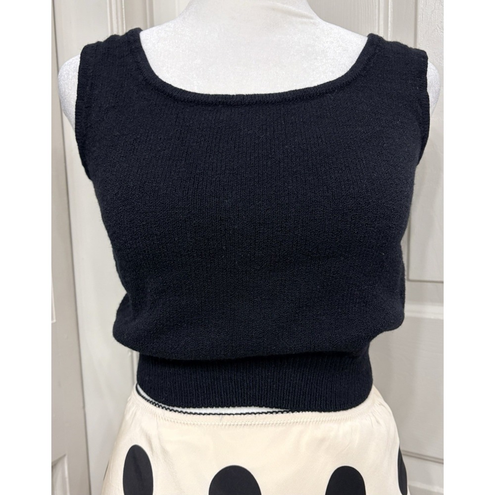 Vintage St John Basics SANTANA KNIT Sleeveless Tank Size XS Black Sweater Shell‎